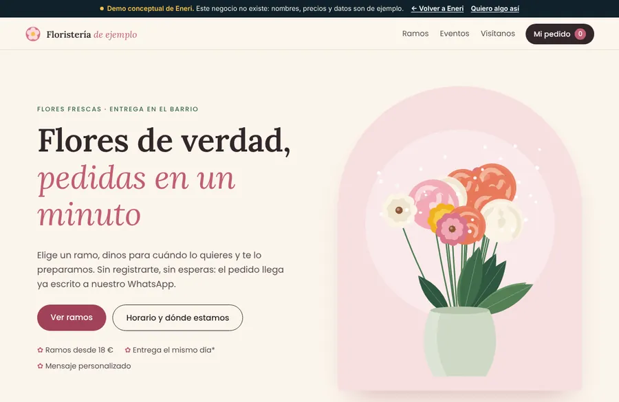 Preview of the florist demo on desktop and mobile